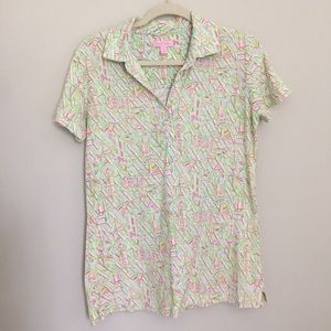 Lilly Pulitzer Beach Scene Printed Polo